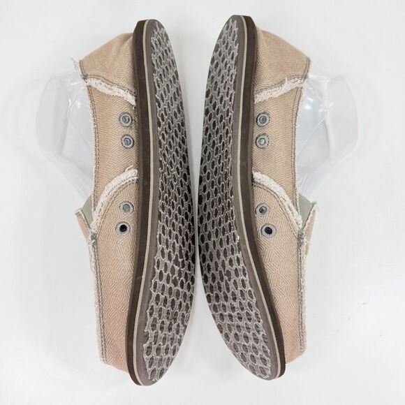 Sanuk Sidewalk Surfer Hemp Slip On Loafers Tan Herringbone Women 9 Beach Grunge - Picture 5 of 11